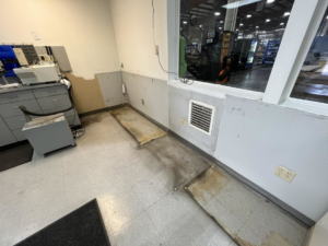 Commercial water damage repair and wall renovation by Fresno Handyman in Fresno, CA.