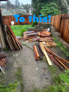 An outdoor area cleared of most wood debris after a junk removal service by Ditch it in Martinez, CA.